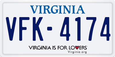 VA license plate VFK4174