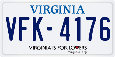 VA license plate VFK4176