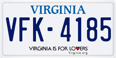 VA license plate VFK4185
