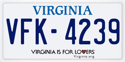 VA license plate VFK4239