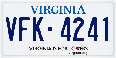 VA license plate VFK4241