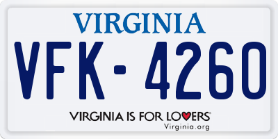 VA license plate VFK4260