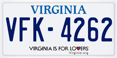 VA license plate VFK4262