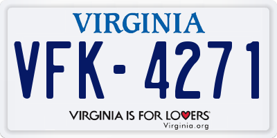 VA license plate VFK4271