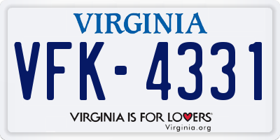 VA license plate VFK4331