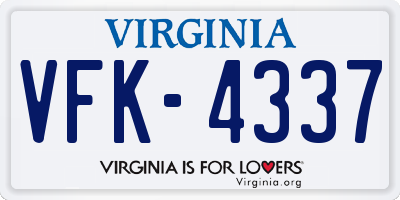 VA license plate VFK4337