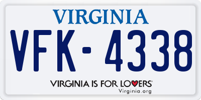 VA license plate VFK4338