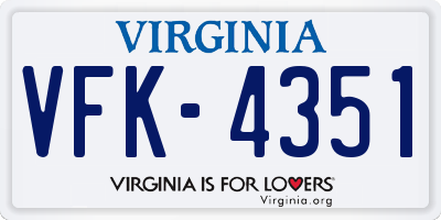 VA license plate VFK4351