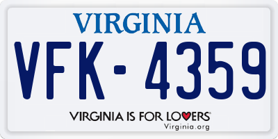 VA license plate VFK4359