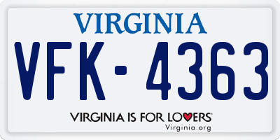 VA license plate VFK4363