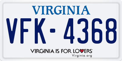 VA license plate VFK4368