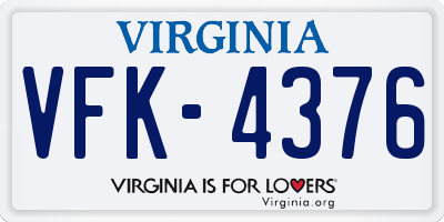VA license plate VFK4376