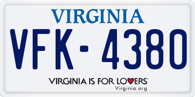 VA license plate VFK4380