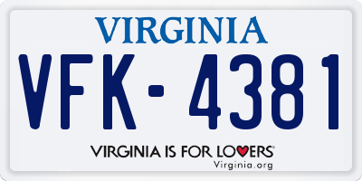 VA license plate VFK4381