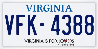 VA license plate VFK4388