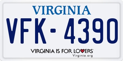VA license plate VFK4390