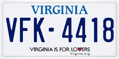 VA license plate VFK4418
