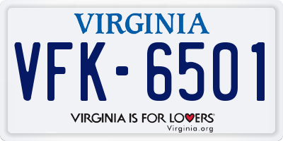 VA license plate VFK6501