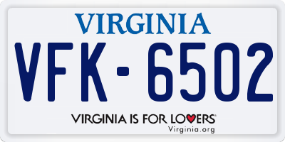 VA license plate VFK6502
