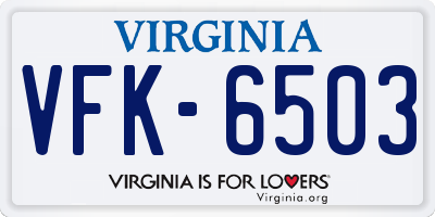 VA license plate VFK6503