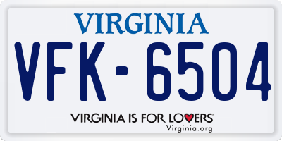VA license plate VFK6504