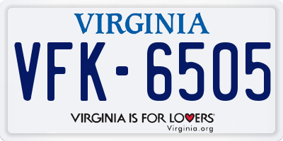 VA license plate VFK6505