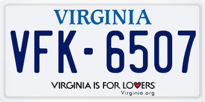 VA license plate VFK6507
