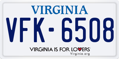 VA license plate VFK6508