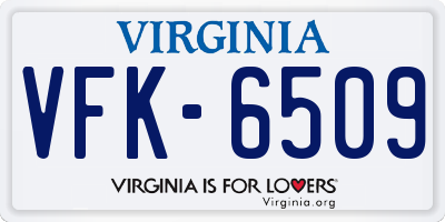 VA license plate VFK6509