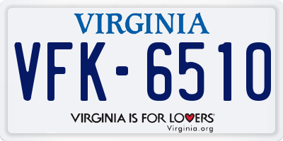 VA license plate VFK6510
