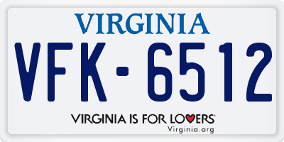 VA license plate VFK6512