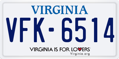 VA license plate VFK6514