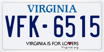 VA license plate VFK6515