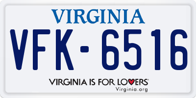 VA license plate VFK6516