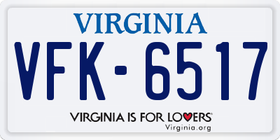 VA license plate VFK6517