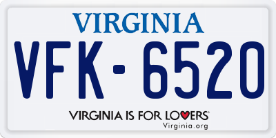 VA license plate VFK6520
