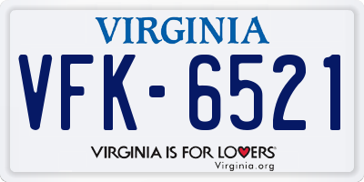 VA license plate VFK6521