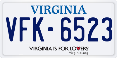 VA license plate VFK6523