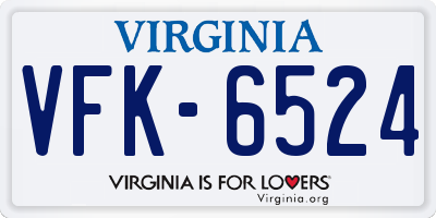 VA license plate VFK6524