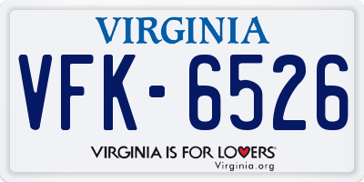 VA license plate VFK6526