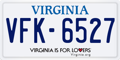 VA license plate VFK6527