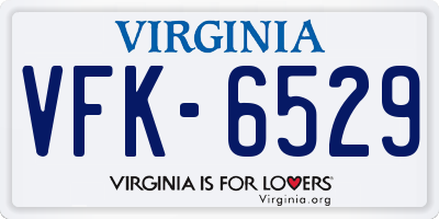 VA license plate VFK6529