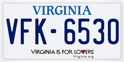 VA license plate VFK6530