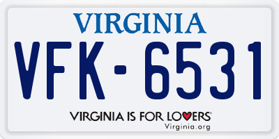 VA license plate VFK6531