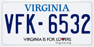 VA license plate VFK6532