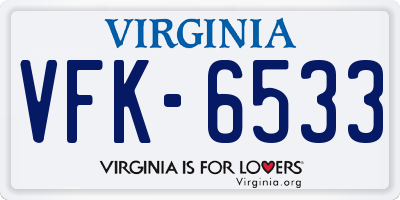 VA license plate VFK6533
