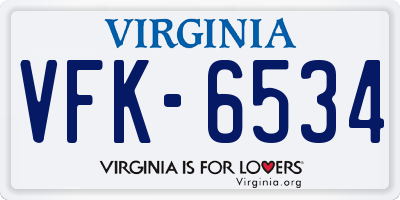 VA license plate VFK6534