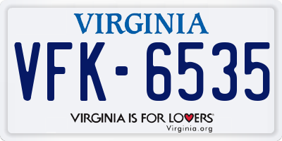 VA license plate VFK6535