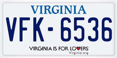 VA license plate VFK6536