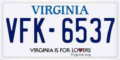 VA license plate VFK6537